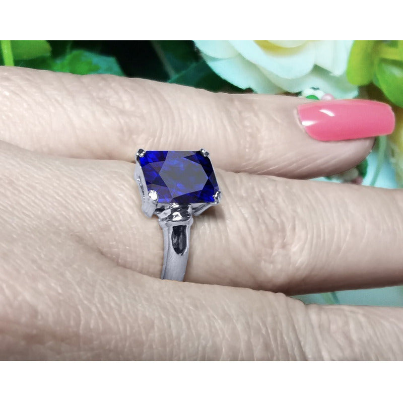 Kit de collar y anillo de zafiro vintage en plata 925 pura - Exclusivo