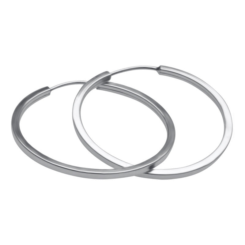 925 Silver Round Hoop Earring - 25mm Women's
