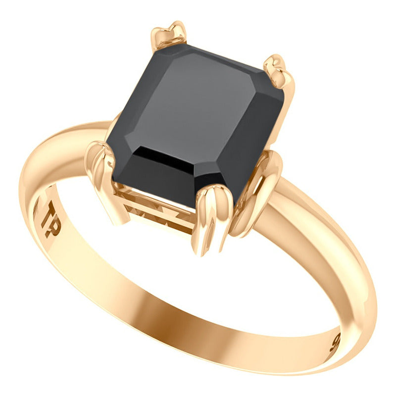 Kit Anel E Brinco Vintage Prata 925 Dourada 18k - Black Ônix