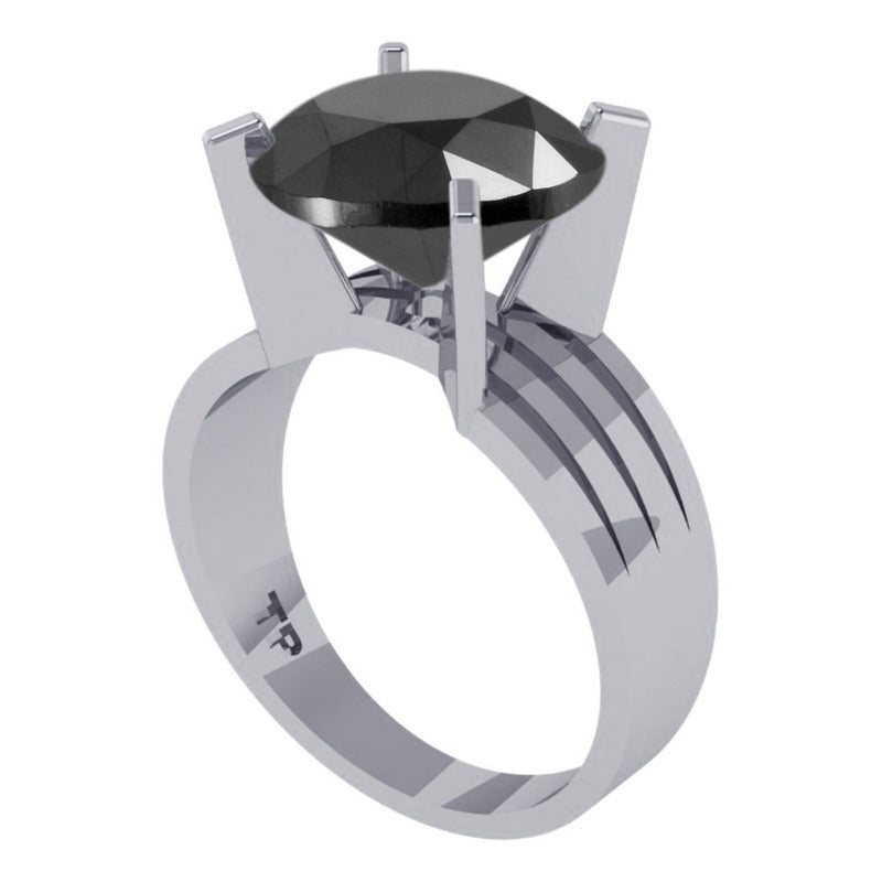 Anel Solitário Black Onix Grande Pura Prata 925 - Exclusivo
