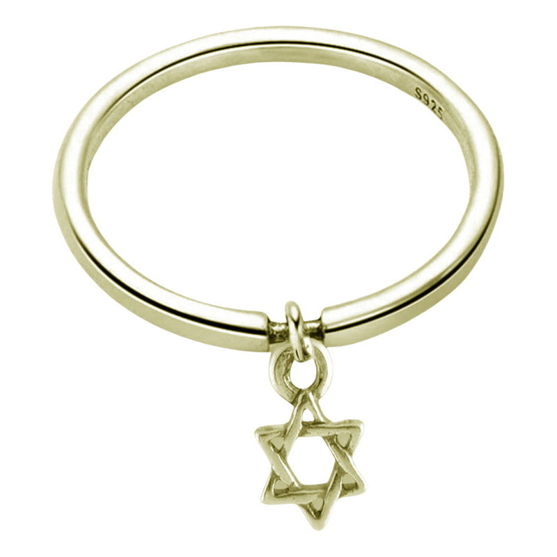 925 Silver 18k Gold Star of David Ring - Women