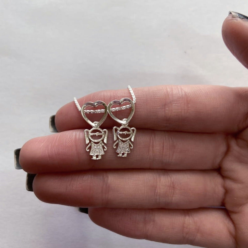 Colar Pura Prata 925 Canga 2 Meninas - Exclusivo