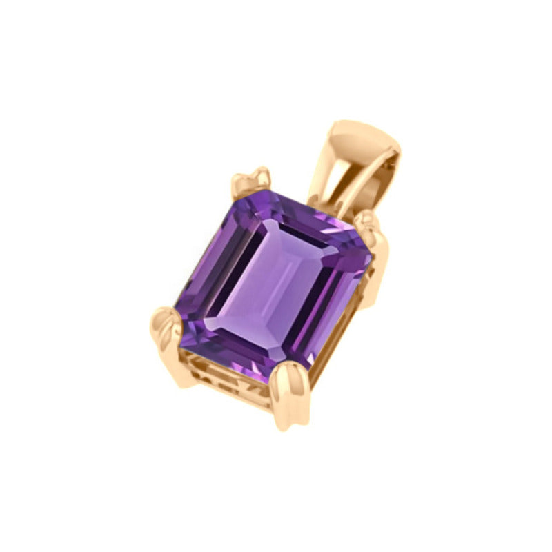 Pingente Retangular Prata 925 Dourada 18k - Ametista