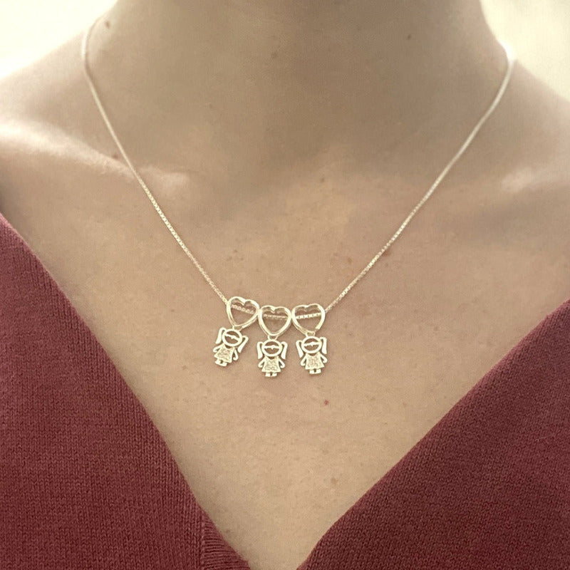 Colar Pura Prata 925 Canga 3 Meninas - Exclusivo