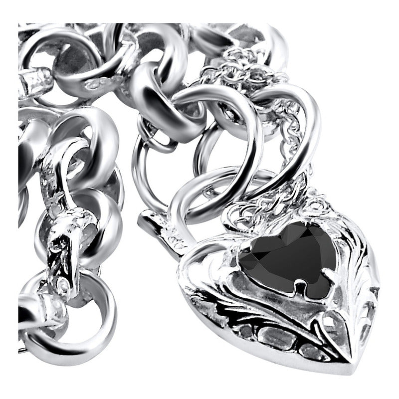 Pulseira Prata 925 Elo Portugues Pedras - Modelo Exclusivo