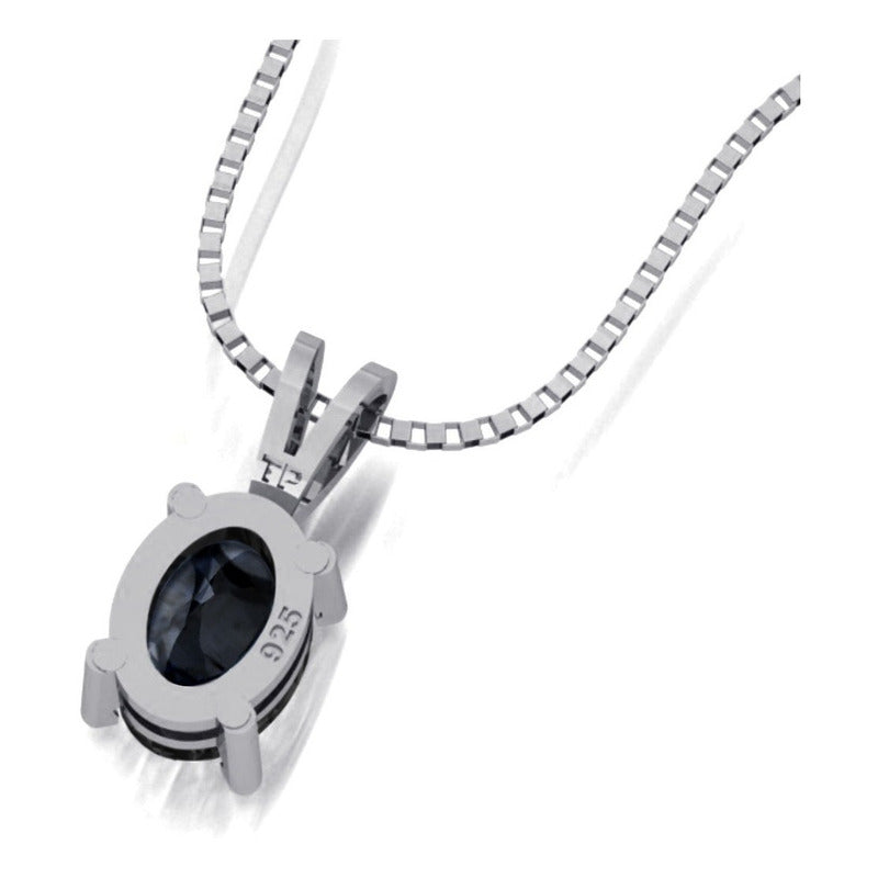 Colar Black Onix Prata 925 Oval 8x6mm - Corrente Veneziana