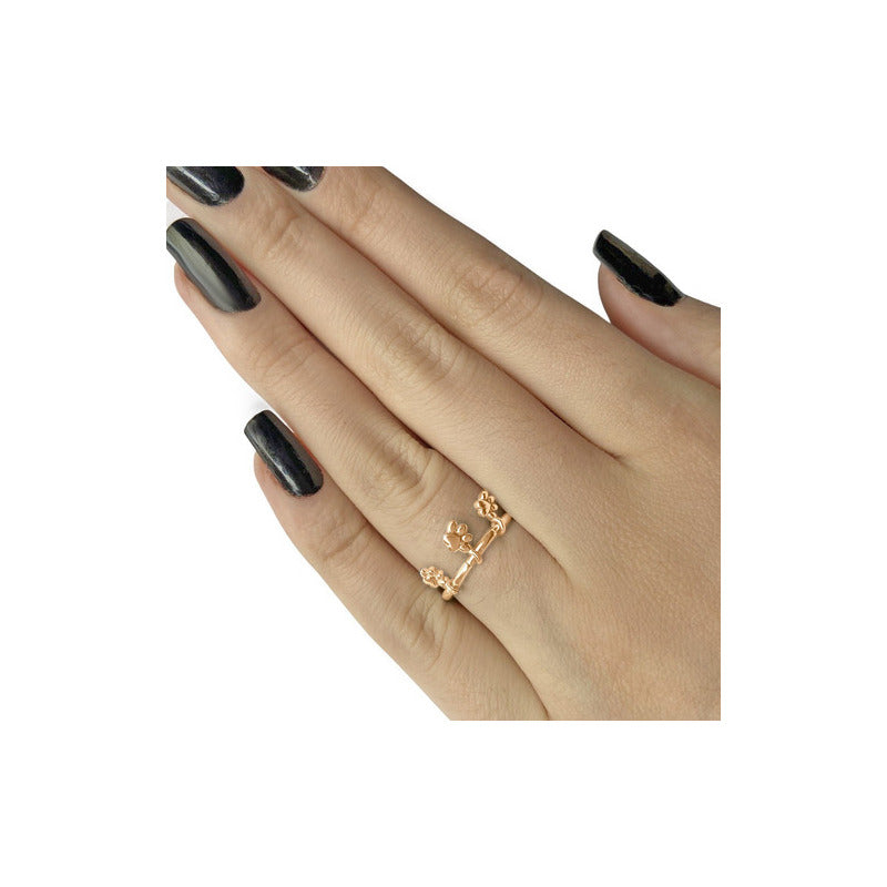 Anel Pingentes Três Patinhas Prata 925 Dourada Ouro 18k