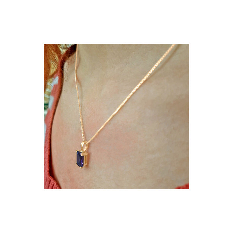 Kit Anel E Colar Vintage Prata 925 Dourada 18k - Roxa