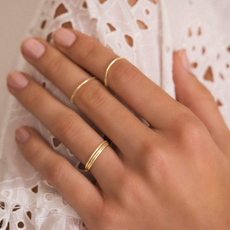 Anel Fio Redondo Aliancinha Prata 925 Dourada Ouro 18k