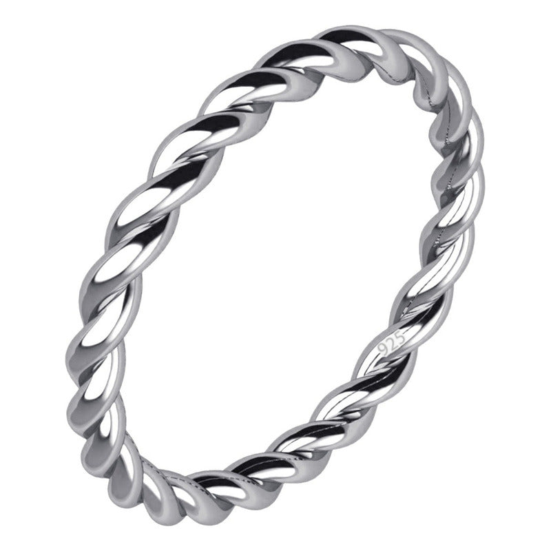Anel Duplo Prata 925 Solitário Torcido Zirconia - Exclusivo