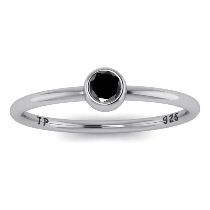 Anel Prata 925 Solitário Onix Garra Inglesa - Exclusivo
