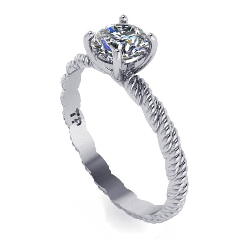 Anel Zirconia Solitário De Pura Prata 925 Torcido - Exclusivo - Compre Joias Direto Da Fábrica E Economize Dinheiro