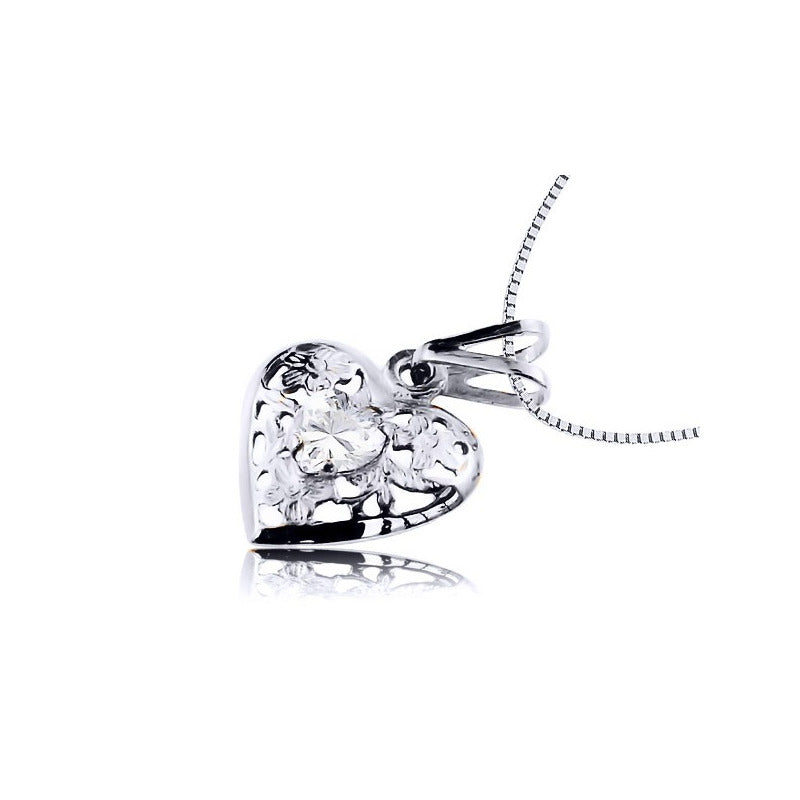 Colar Filigrana Coração Prata 925 Zirconia - Exclusivo