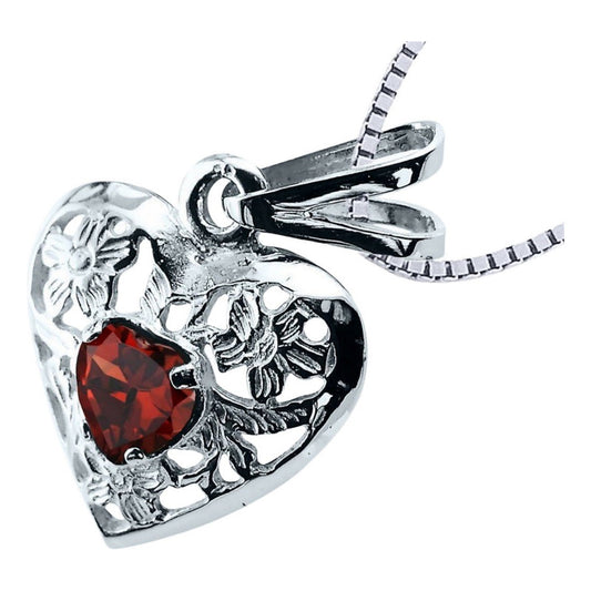 Colar Filigrana Coração Prata 925 Granada - Exclusivo