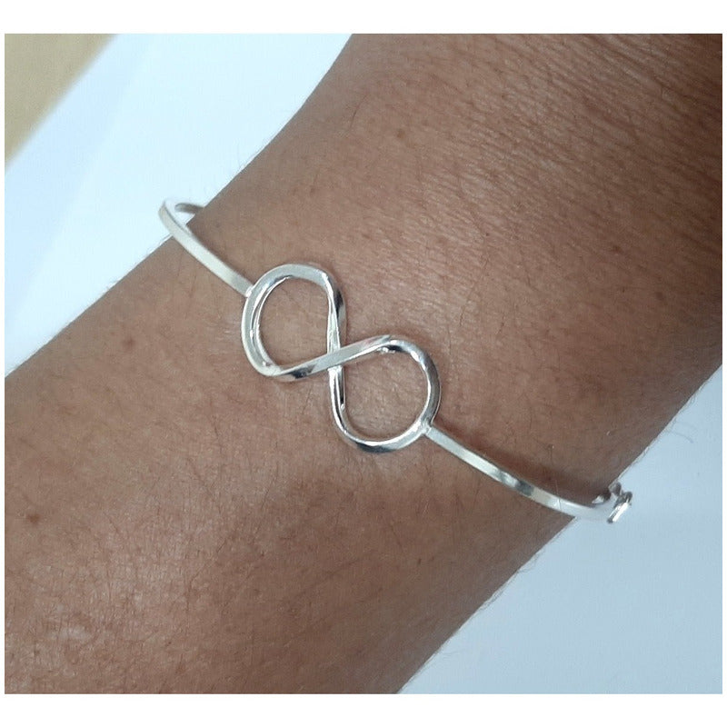 Pulseira Bracelete Infinito Rígido Prata 925 - Fecho Lateral