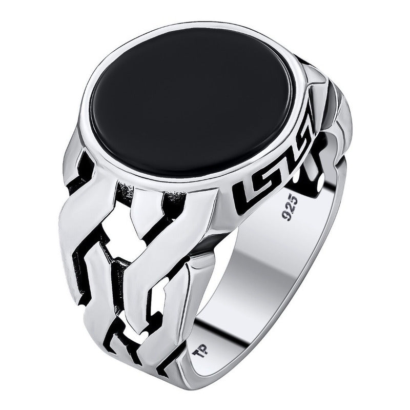 Anel Elos Prata 925 Black Onix Redondo - Tamanhos Exclusivos