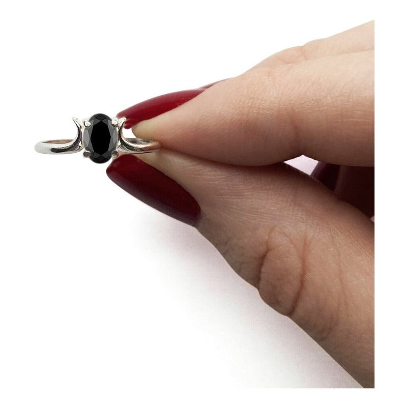 Anel Roma Black Onix Natural De Pura Prata 925 - Exclusivo