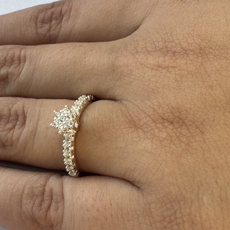 Anel Chuveirinho Zircônias Prata 925 Dourada 18k- Exclusivo