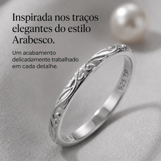 2 Anéis Fio Arabesco Prata 925 Alianças- Melhor Valor