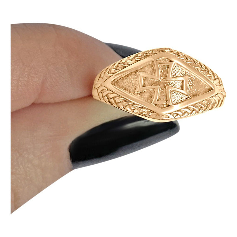 Anel Masculino Cruz De Malta Prata 925 Dourada Ouro 18k
