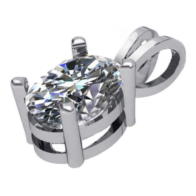 Pingente Prata 925 Oval Zirconia 6x8mm - Exclusivo