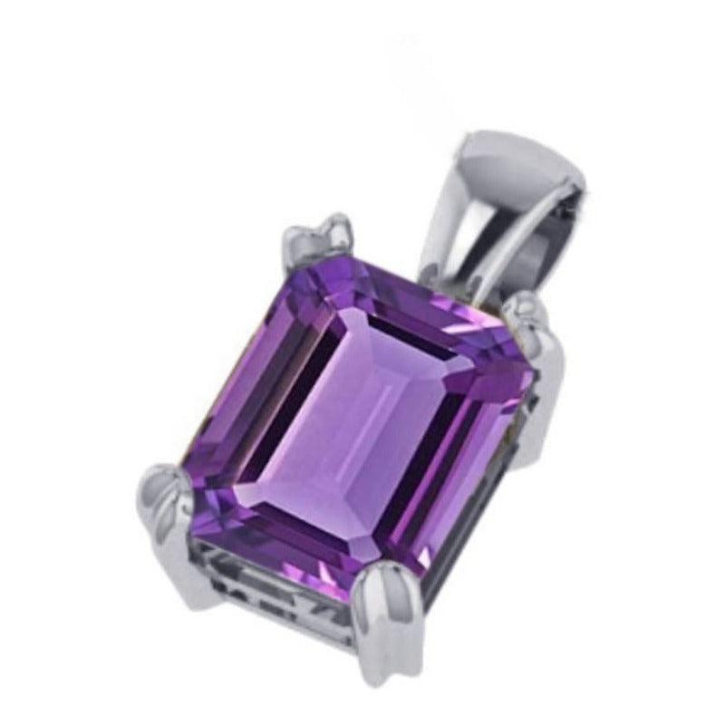 Pingente Retangular Prata 925 Ametista - Exclusivo