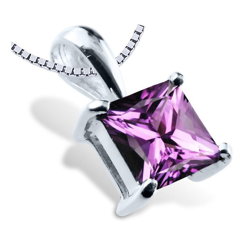 Colar Carré Prata 925 Ametista - Corrente Veneziana