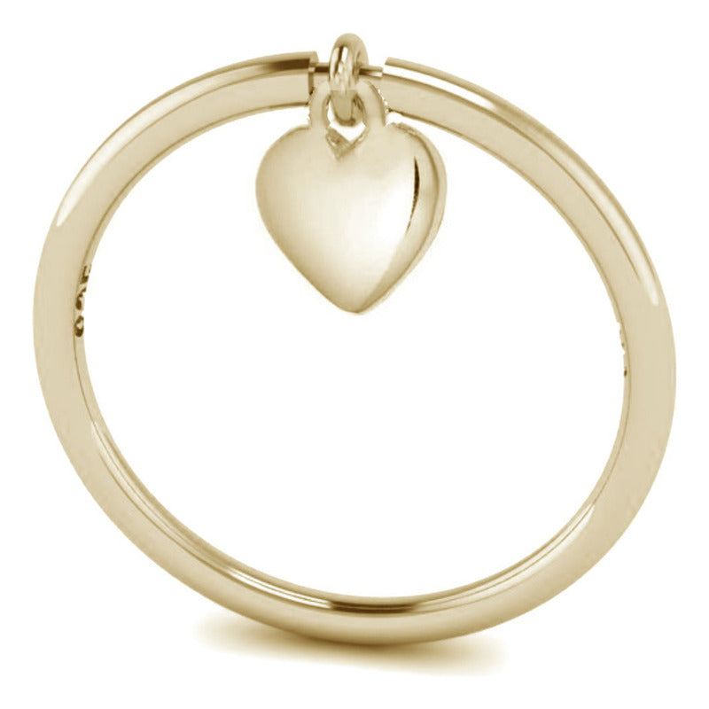Anel Love Coração Sólido Prata 925 Dourada 18k - Exclusivo