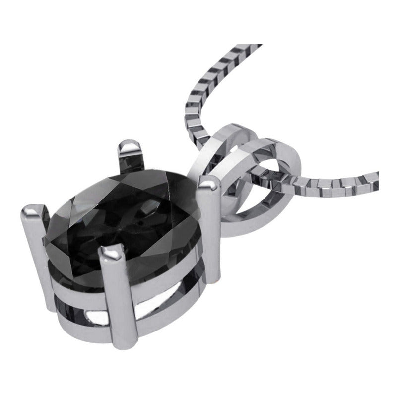 Colar Black Onix Prata 925 Oval 8x6mm - Corrente Veneziana