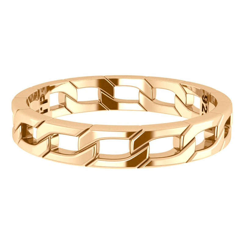 Anel Corrente Fino Prata 925 Dourada 18k - Exclusivo