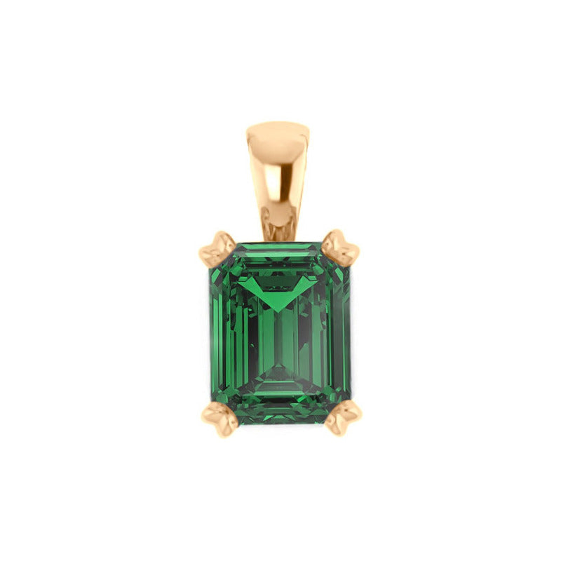 Colgante rectangular de plata 925 y oro de 18 quilates - Esmeralda