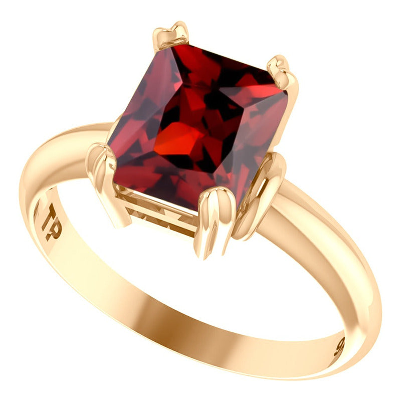 Anel Vintage Granada Prata 925 Dourada Ouro 18k - Feminino