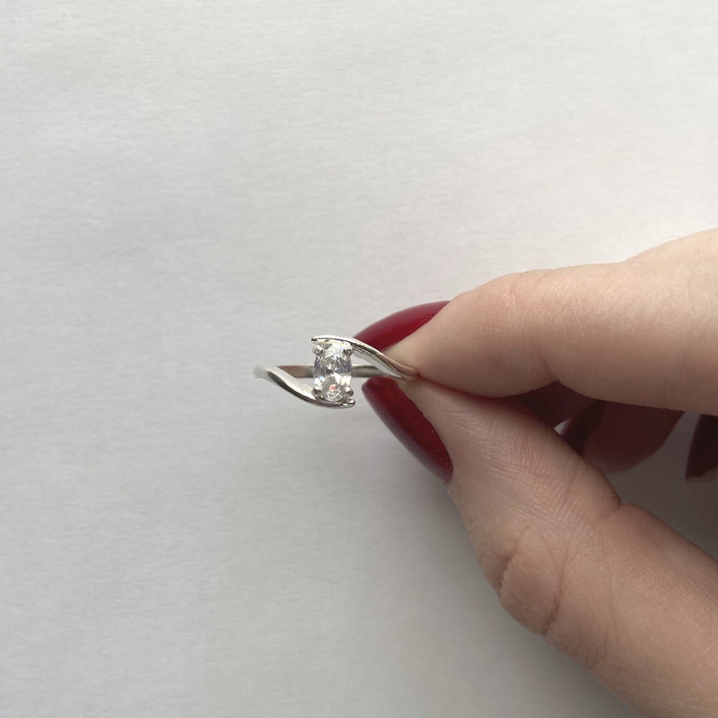 Anel De Prata 925 Solitário Miami Zirconia - Feminino