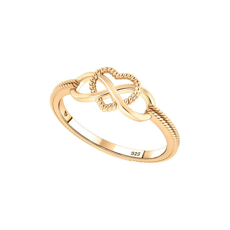 Kit Anel E Argola Infinito Amor Pura Prata 925 Dourada 18k