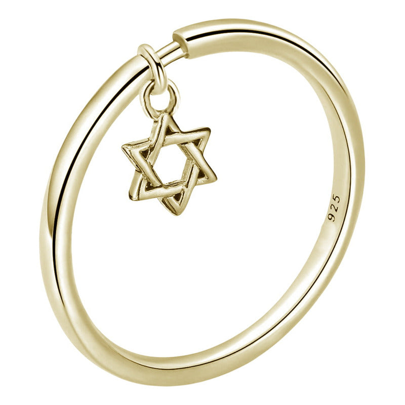 925 Silver 18k Gold Star of David Ring - Women