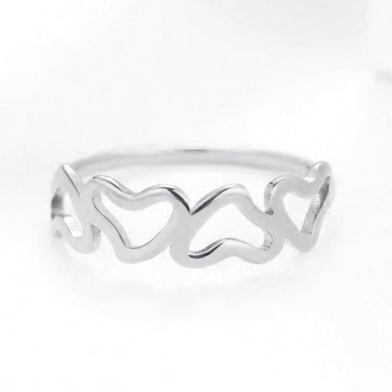 Pure 925 Silver Ring with Hollow Hearts - Exclusive