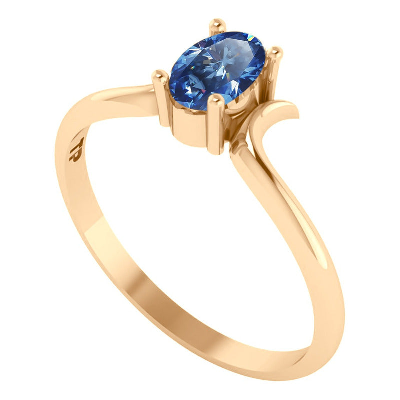 Anel Roma Solitário Prata 925 Dourada Ouro 18k - Topázio