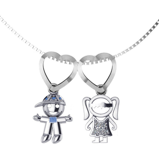 Colar Pura Prata 925 Canga Menino E Menina - Exclusivo