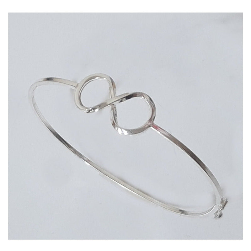 Pulseira Bracelete Infinito Rígido Prata 925 - Fecho Lateral