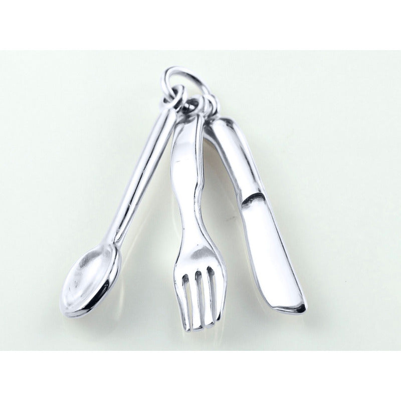 Pingente Prata 925 Culinária Garfo Colher Faca Exclusivo