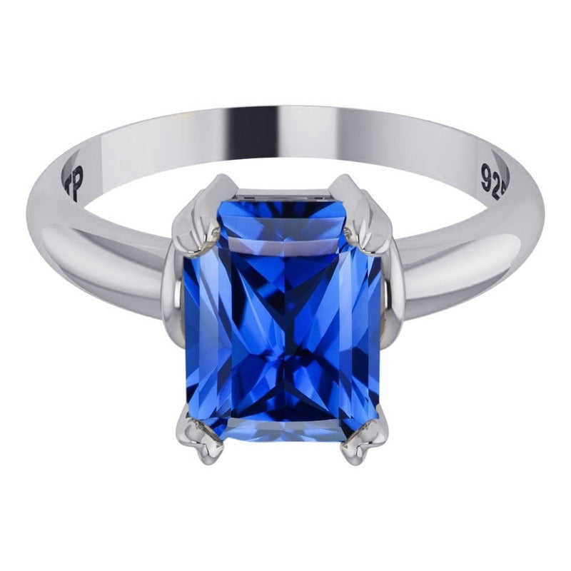 Anel Vintage Safira De Pura Prata 925 - Feminino