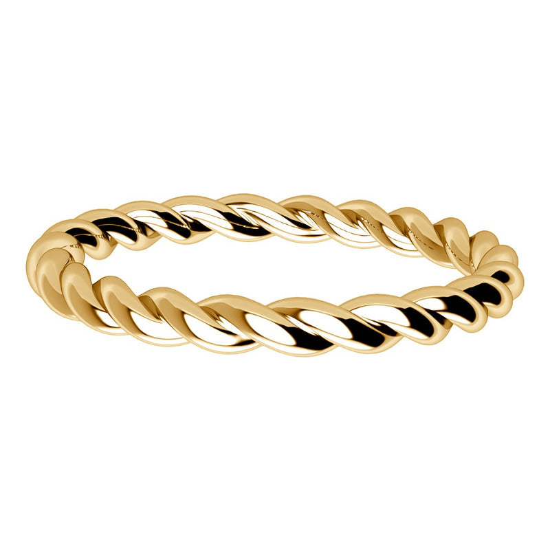 Anel Torcido Prata 925 Dourada 18k - Certificado De Garantia