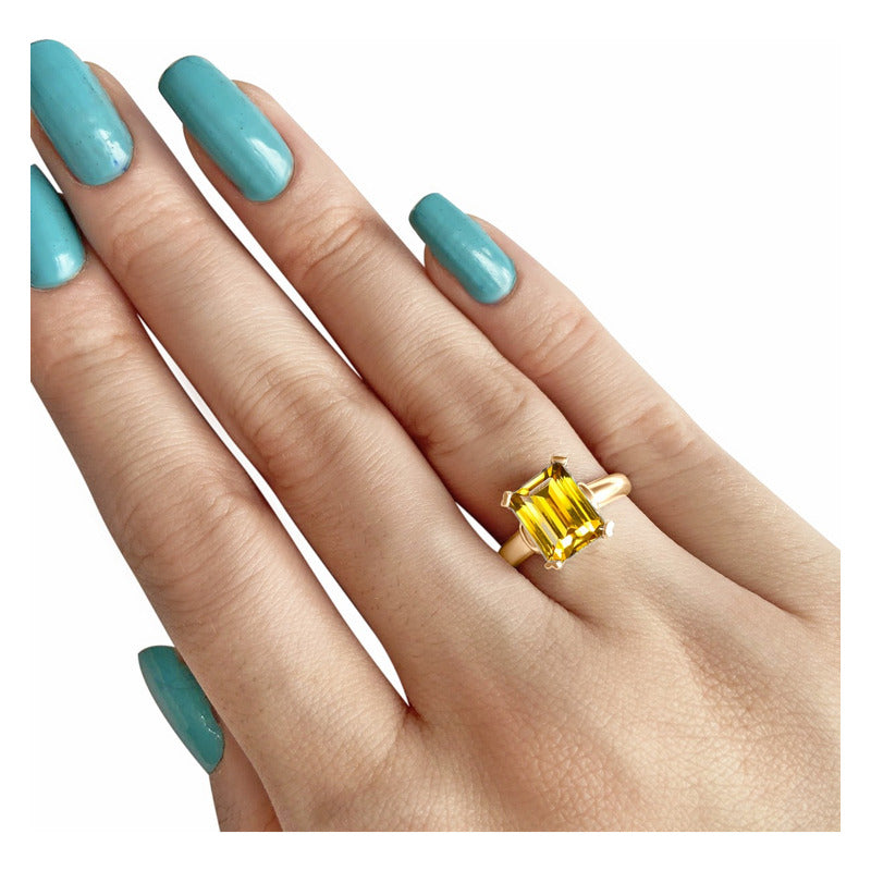 Kit Anel E Colar Vintage Prata 925 Dourada 18k - Citrino