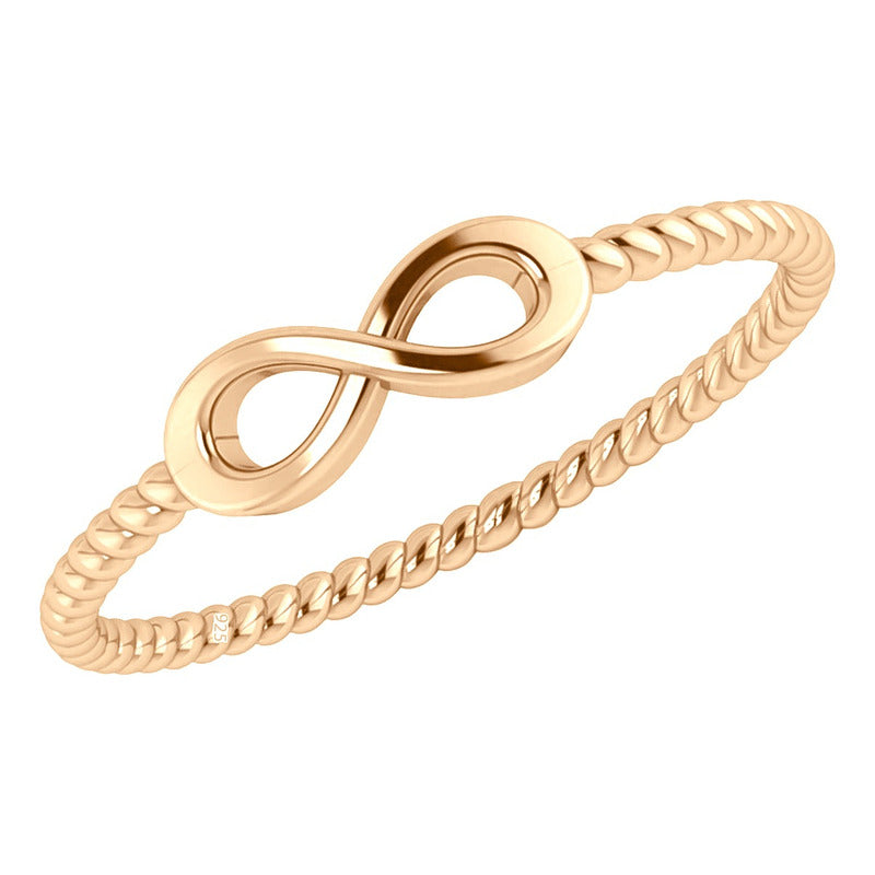 Anel Infinito Prata 925 Dourada Ouro 18k - Certificado