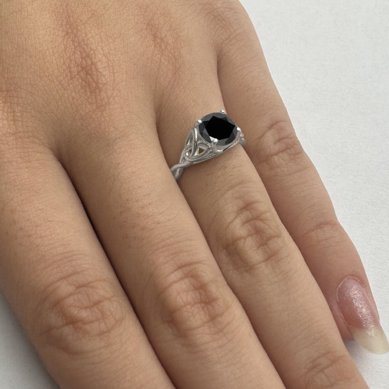 Anel Prata 925 Celta Knot Trinity Black Onix - Feminino