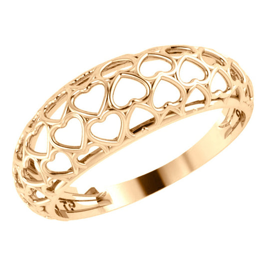 Anel Bombe Corações Vazados Pura Prata 925 Dourada Ouro 18k