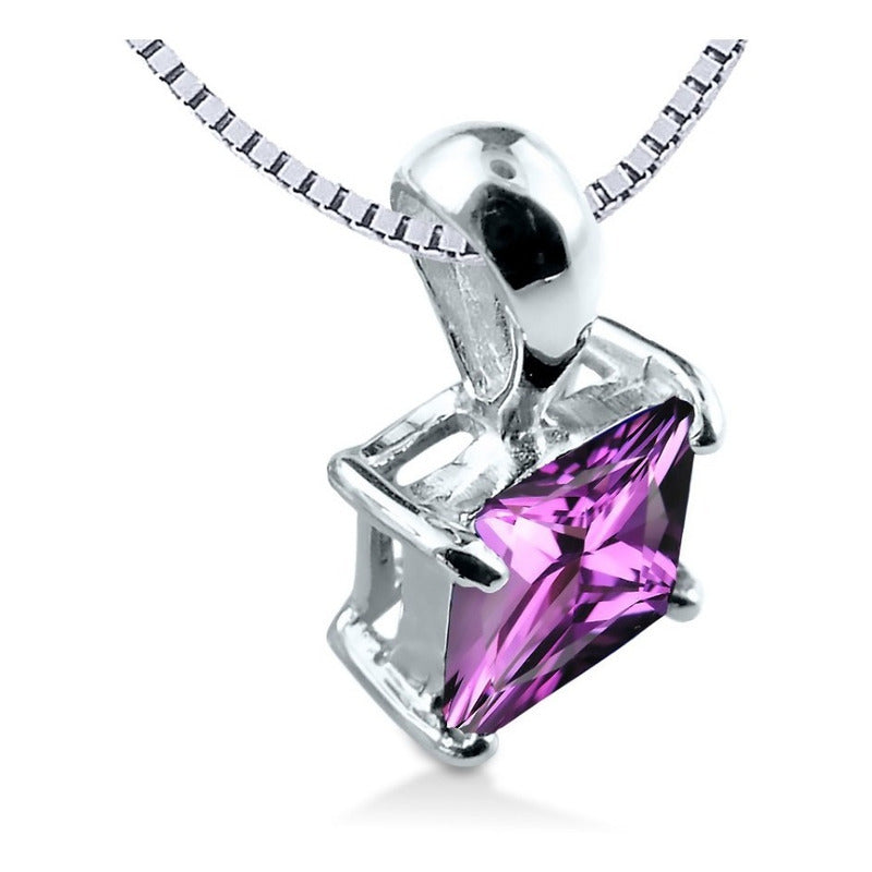 Colar Carré Prata 925 Ametista - Corrente Veneziana