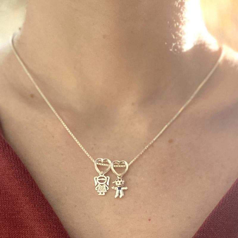 Colar Pura Prata 925 Canga Menino E Menina - Exclusivo