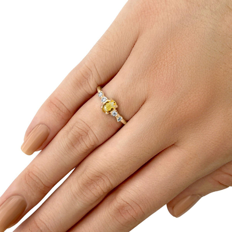 Anel London De Prata 925 Dourada Ouro 18k - Esmeralda