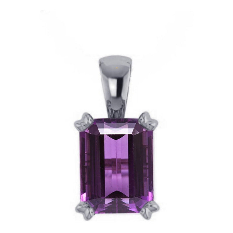 Pingente Retangular Prata 925 Ametista - Exclusivo